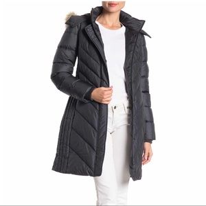 Larry Levine Gray Hooded Puffer Jacket NWT